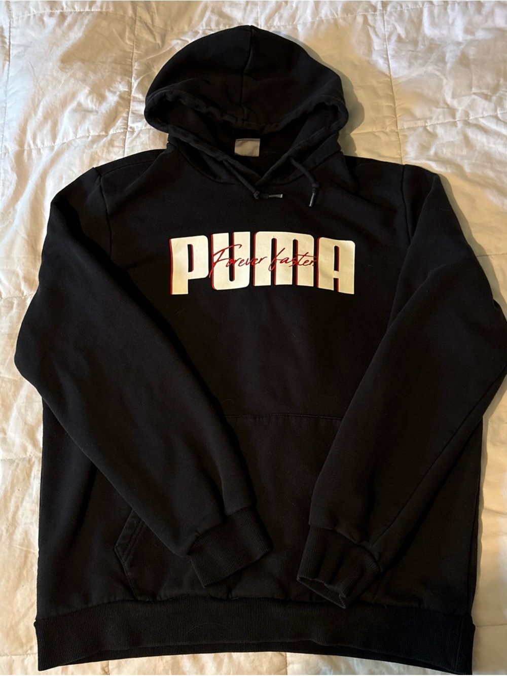 PUMA Forever Faster Black Pullover Hoodie Men’s L Excellent Conditon